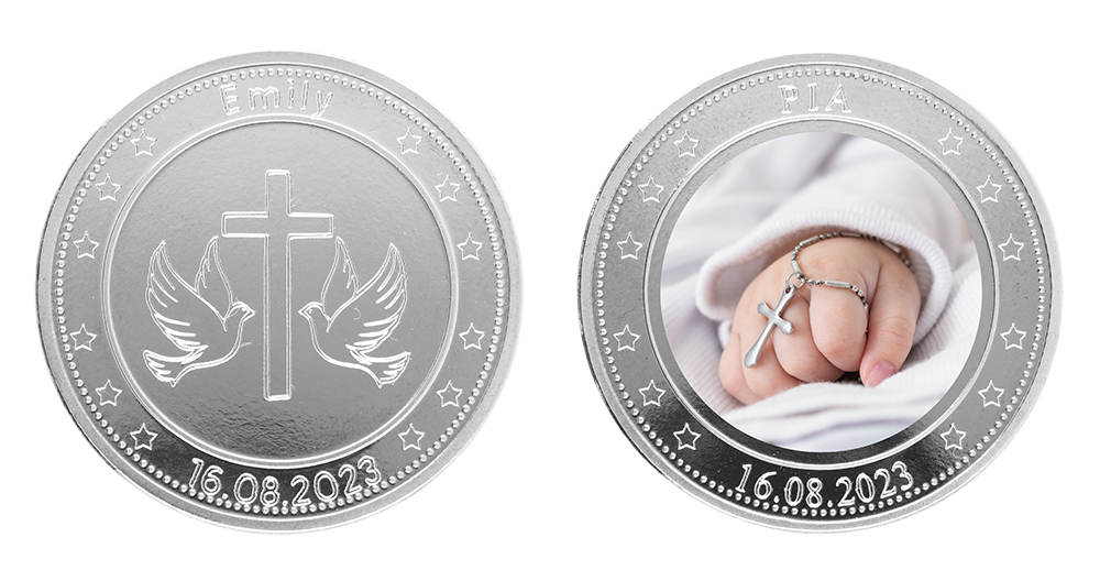 moneda de plata para bautismo