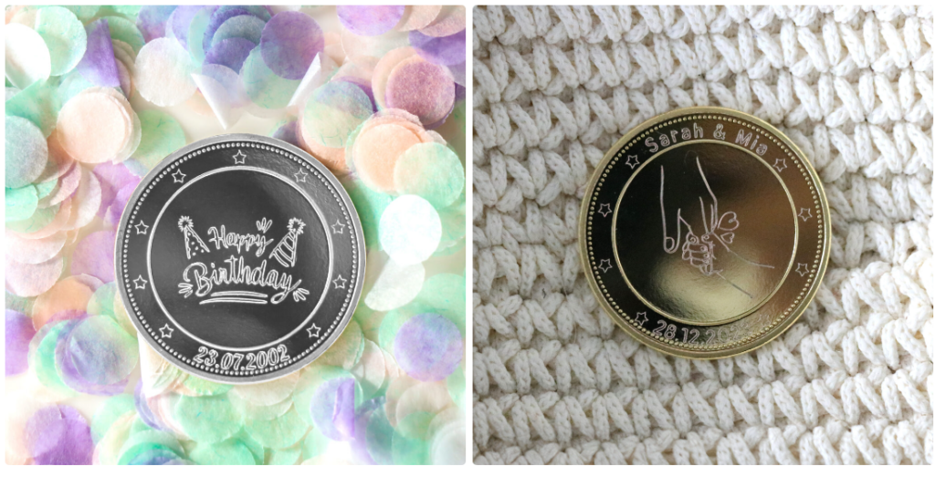 Monedas grabadas para regalar