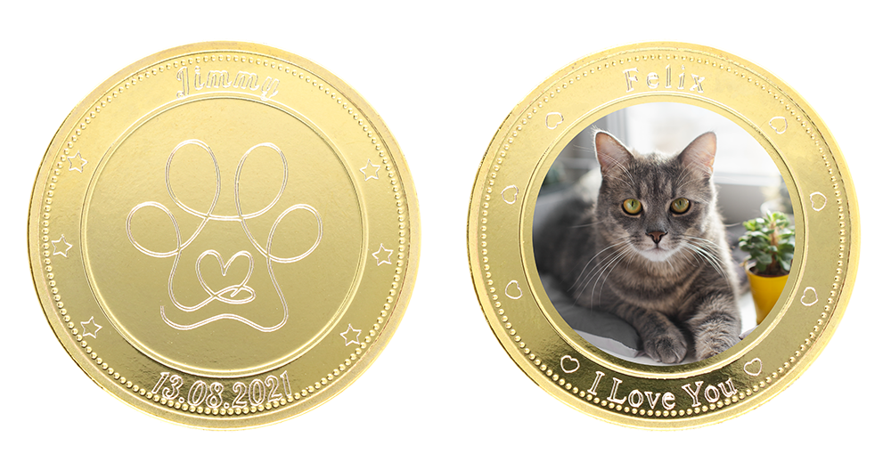 monedas de oro con grabado personalizado