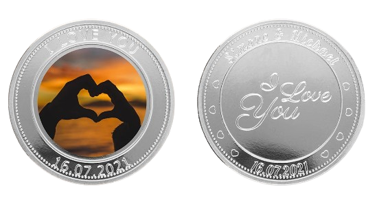 moneda de argento con grabado personalizado